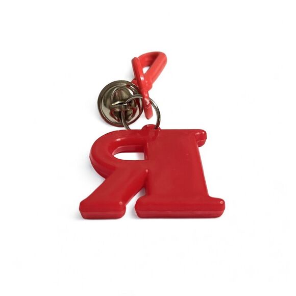 Vintage 80s Bell Charm Letter R Red Clip On Initial Alphabet Plastic Toy Jewelry - Picture 5 of 8